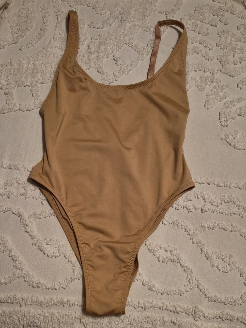 Authentic SKIMS Swim One-Piece & Matching Sarong Skirt Set | Nude/Tan | Size Med